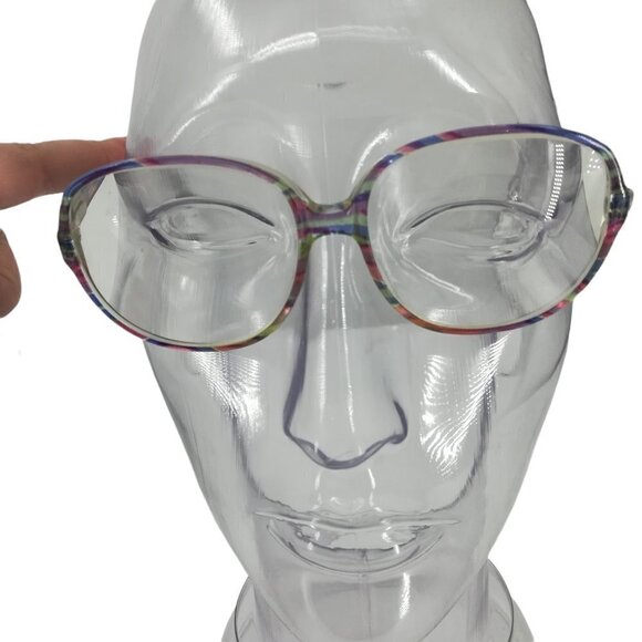 Vintage 80s Oversized Eyeglasses Eyeglass Frames Rainbow Abstract Pastel Pink - Picture 2 of 10